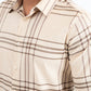 Mens Checkered Long Sleeve Khaki/Brown Shirt