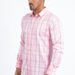 Mens Checkered Long Sleeve Pink Shirt