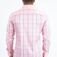 Mens Checkered Long Sleeve Pink Shirt