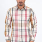 beige checkered long sleeve shirt front platini