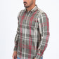 brown checkered long sleeve shirt side platini