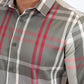 brown checkered long sleeve shirt detail platini
