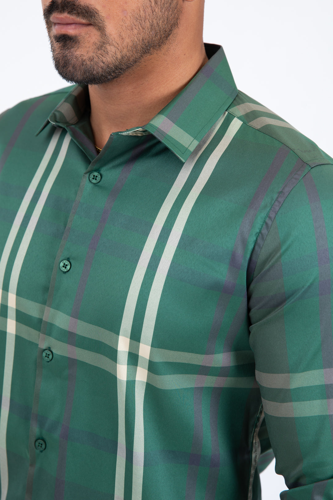 green checkered long sleeve shirt detail platini