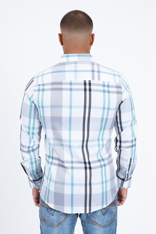 white checkered long sleeve shirt back platini
