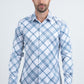 Mens Checkered Long Sleeve White Shirt