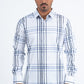 Mens Checkered Long Sleeve White Shirt