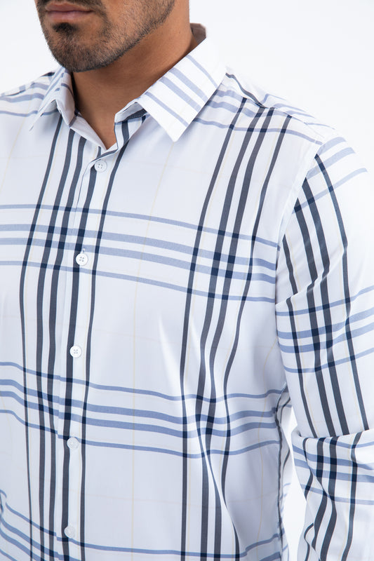 white checkered long sleeve shirt detail platini