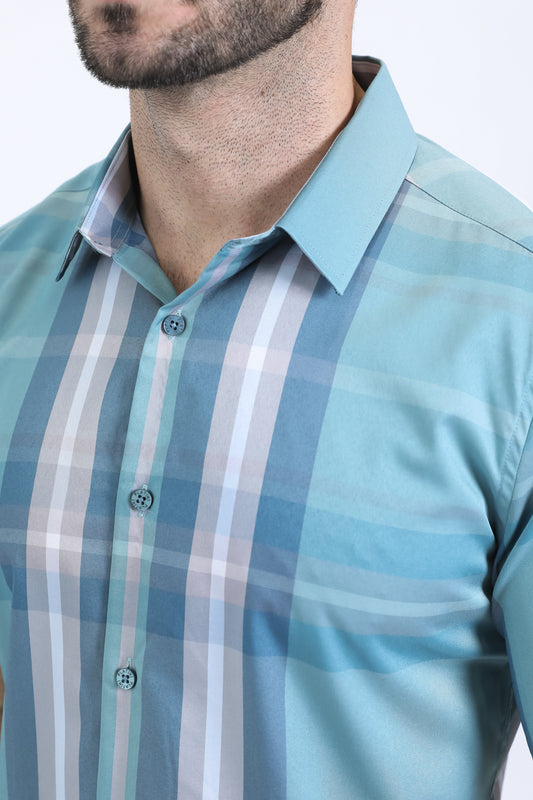 blue asymmetric plaid shirt men platini detail-2
