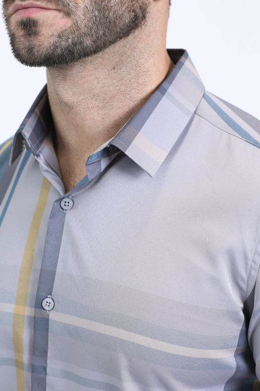 lt. grey asymmetric plaid shirt detail platini
