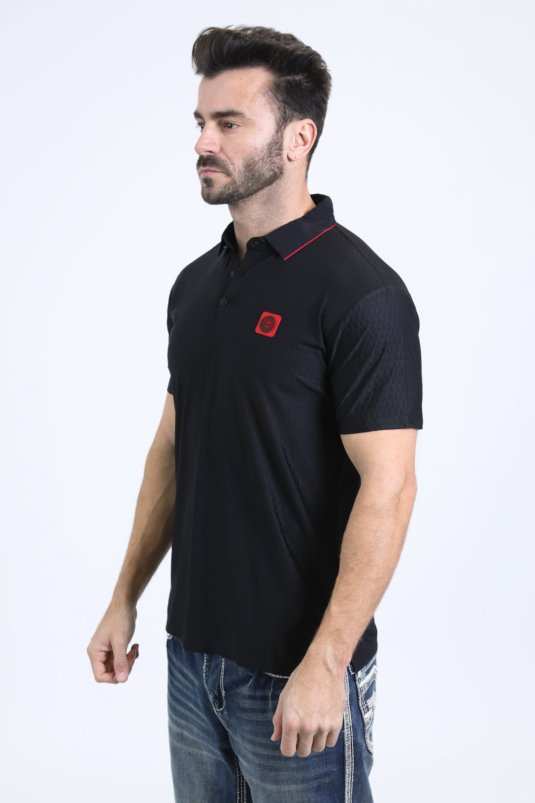 Men's Cotton Modern Fit Stretch Black Polo