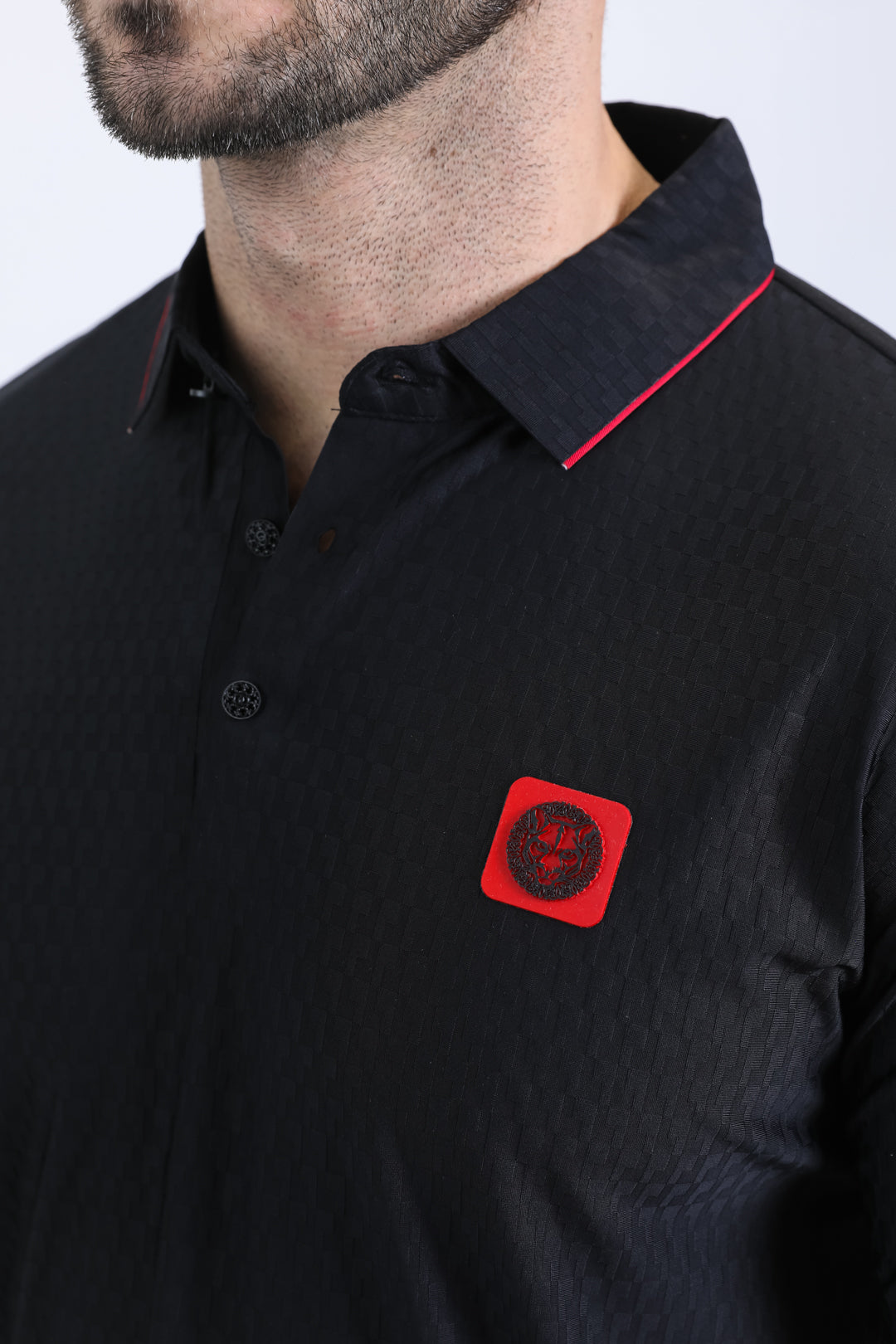 Men's Cotton Modern Fit Stretch Black Polo