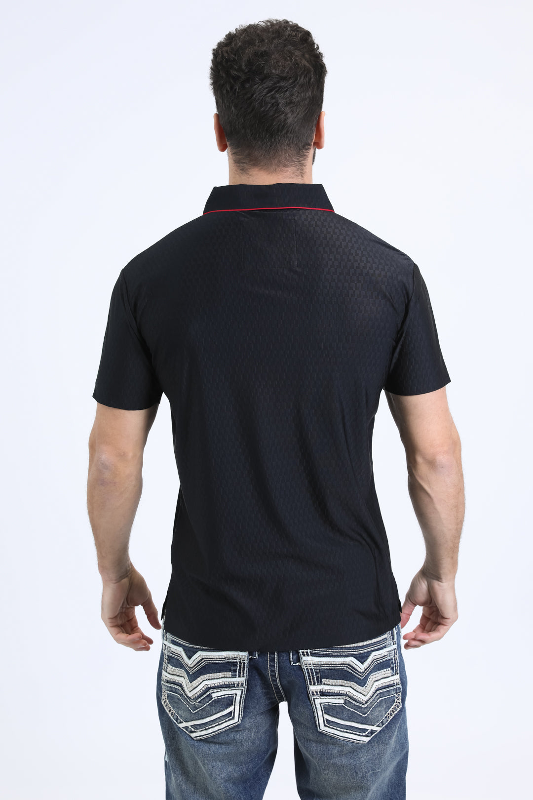 Men's Cotton Modern Fit Stretch Black Polo