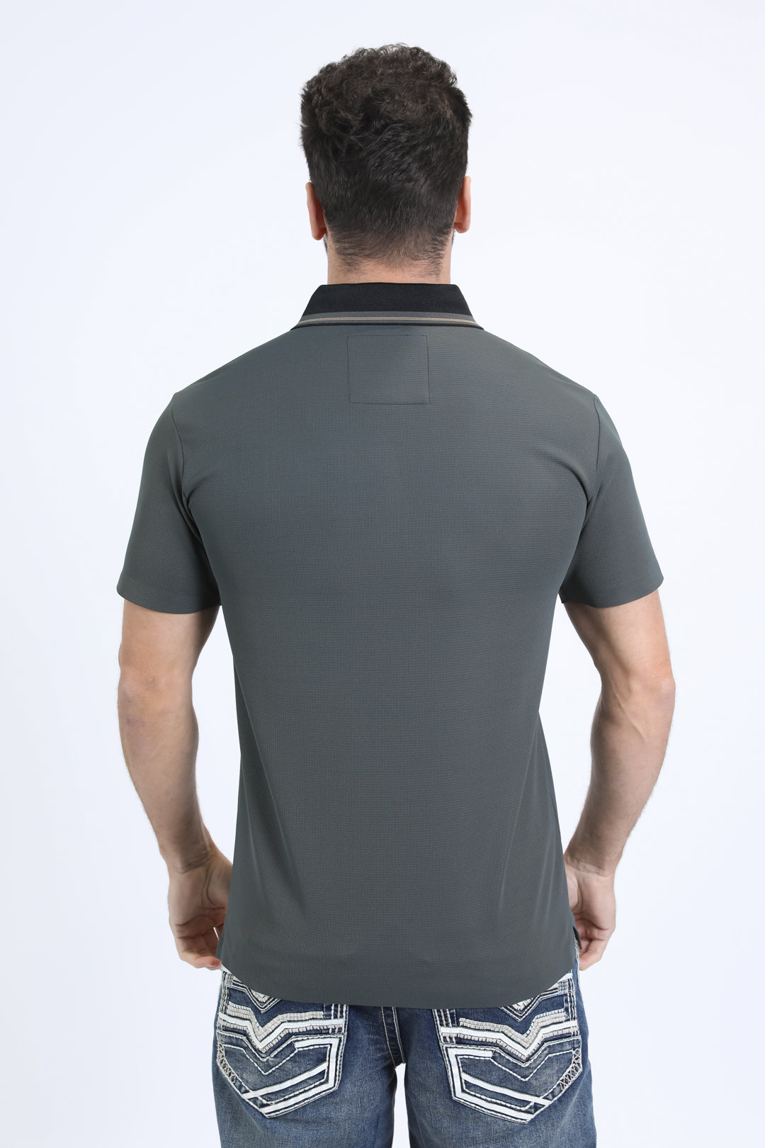 Men's Cotton Modern Fit Stretch Grey Polo