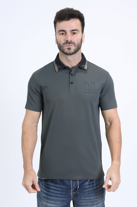 Men's Cotton Modern Fit Stretch Grey Polo