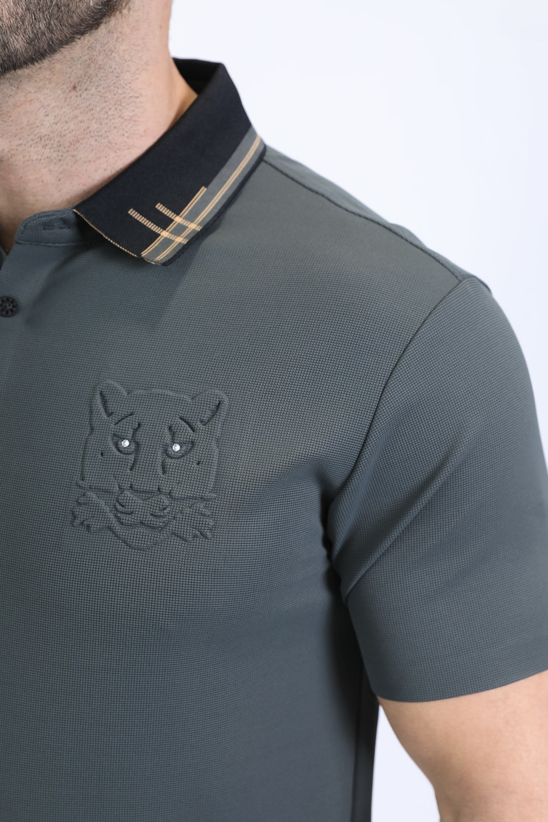 Men's Cotton Modern Fit Stretch Grey Polo