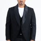 Men's Double-Breasted Shawl Lapel Tuxedo Blazer & Vest - All-Black