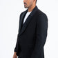 Men's Double-Breasted Shawl Lapel Tuxedo Blazer & Vest - All-Black