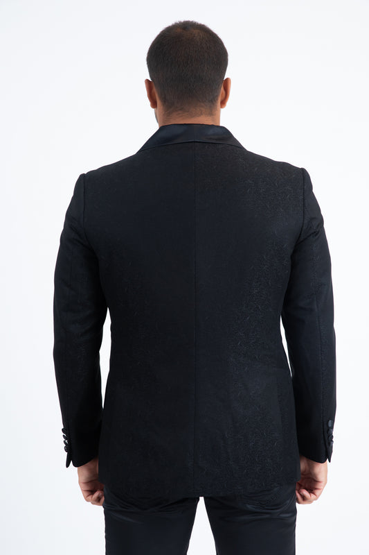 black double breasted tuxedo blazer & vest men platini back