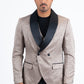 Men Patterned Khaki Double-Breasted Blazer & Vest Set