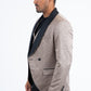 Men Patterned Khaki Double-Breasted Blazer & Vest Set