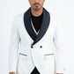 Men Double-Breasted Shawl Lapel Tuxedo Blazer & Vest - White/Black