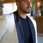 Men Double-Breasted Shawl Lapel Tuxedo Blazer & Vest - White/Black