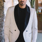 Men Double-Breasted Shawl Lapel Tuxedo Blazer & Vest - White/Black