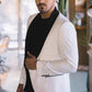 Men Double-Breasted Shawl Lapel Tuxedo Blazer & Vest - White/Black