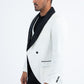 Men Double-Breasted Shawl Lapel Tuxedo Blazer & Vest - White/Black