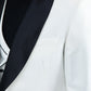 Men Double-Breasted Shawl Lapel Tuxedo Blazer & Vest - White/Black