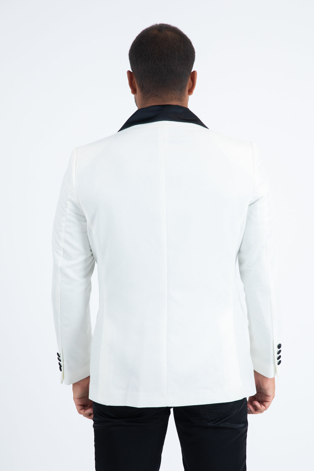 Men Double-Breasted Shawl Lapel Tuxedo Blazer & Vest - White/Black