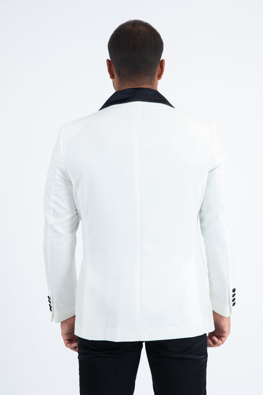 white/black double breasted tuxedo blazer & vest men platini back