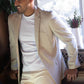 Men's Double Button Western Beige Blazer