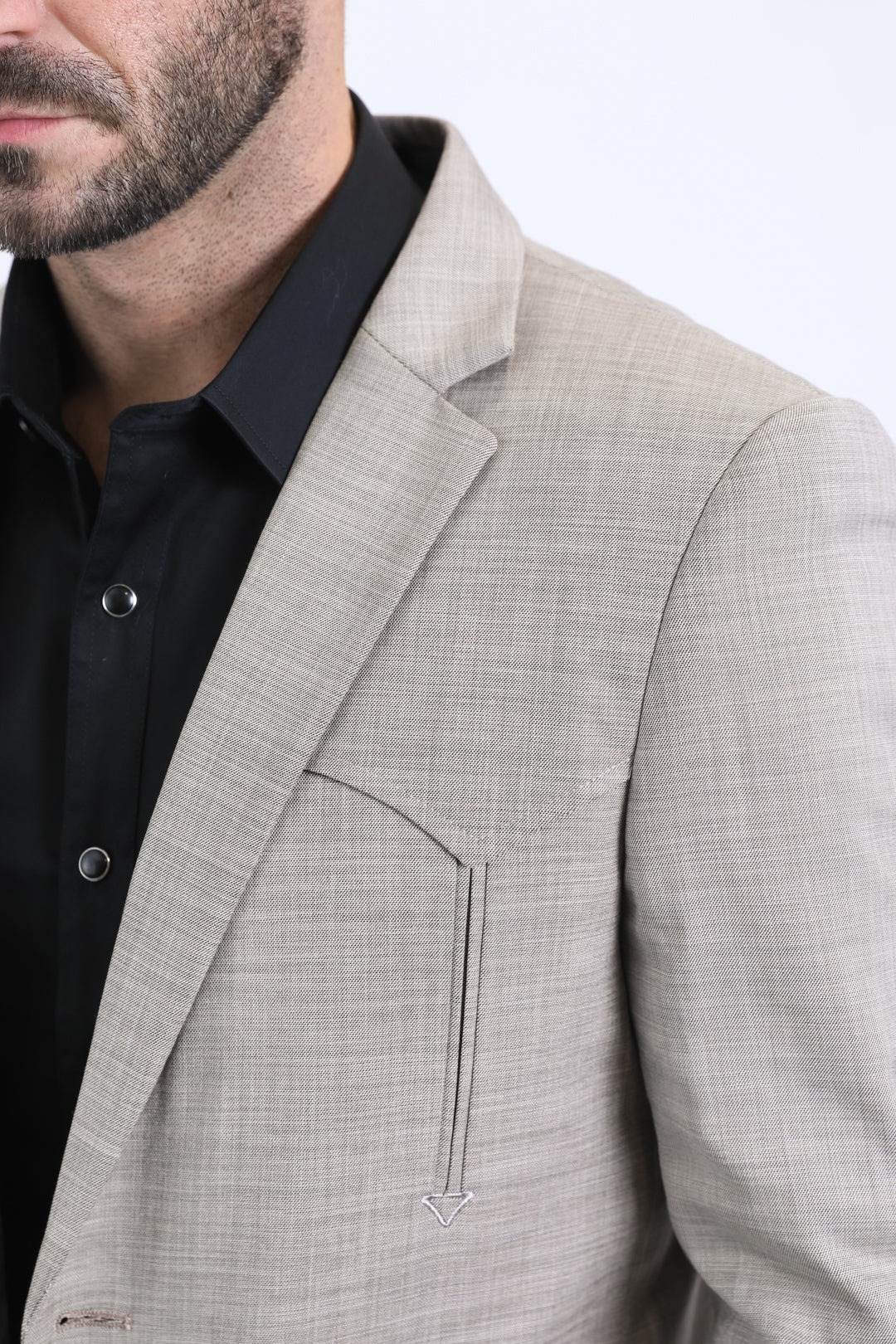 Men's Double Button Western Beige Blazer