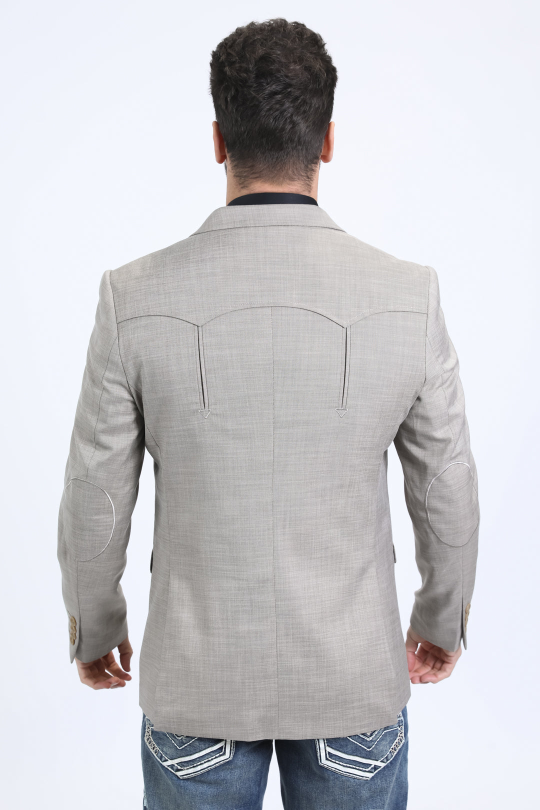 Men's Double Button Western Beige Blazer