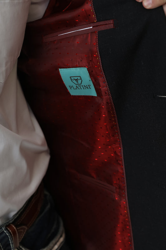 black double button western blazer men platini intern detail
