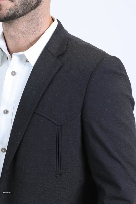 black double button western blazer men platini detail
