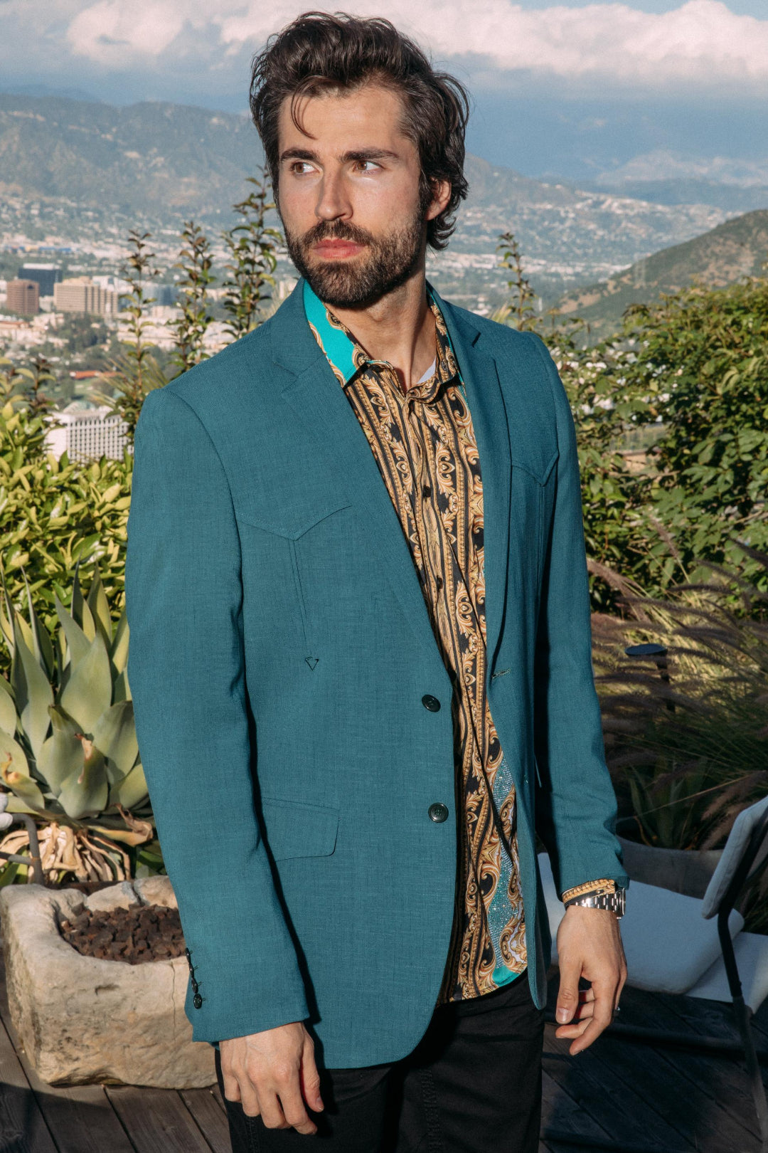 blue double button western blazer men platini lifestyle