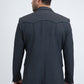 Men's Double Button Western Charcoal Blazer