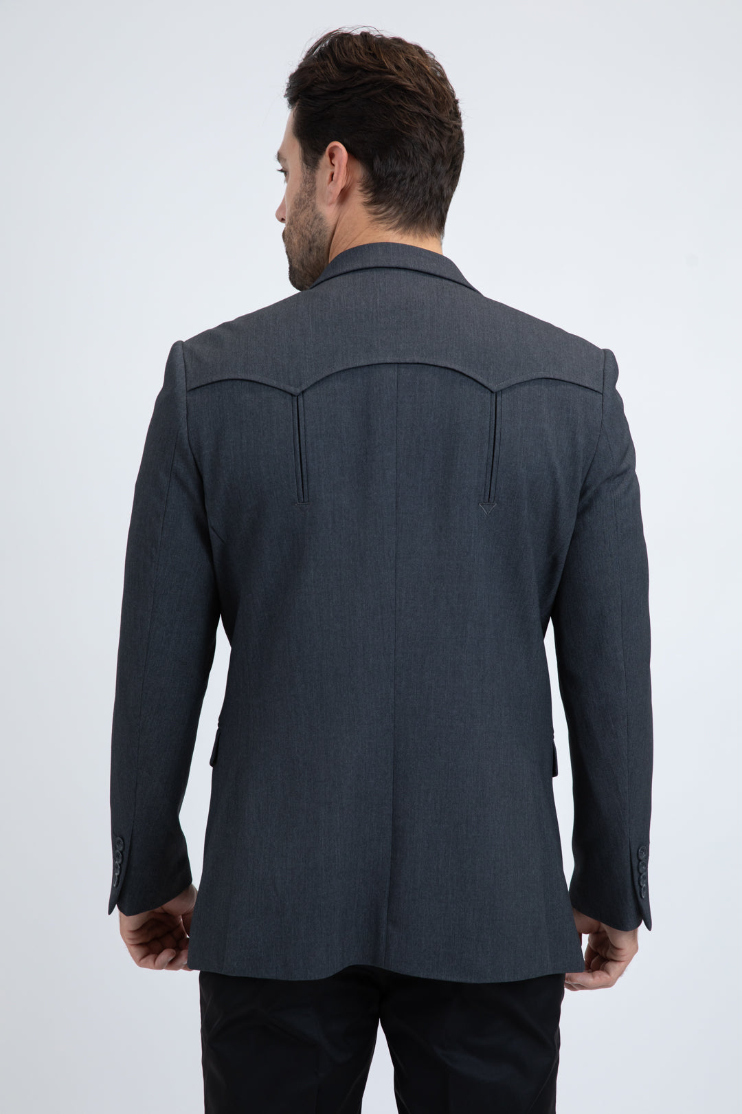 Men's Double Button Western Charcoal Blazer