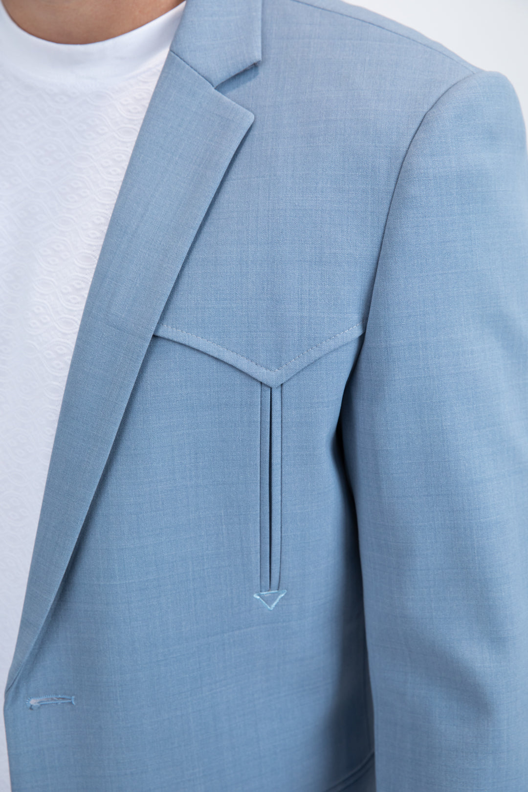 Men's Double Button Western Light Blue Blazer