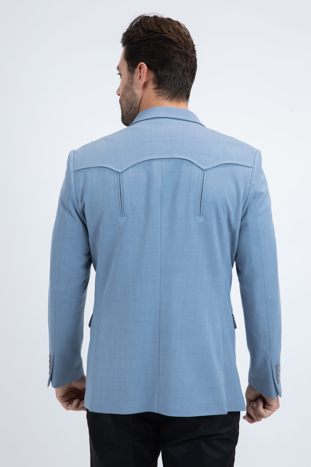 Men's Double Button Western Light Blue Blazer