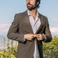 dark brown double button western blazer men platini front
