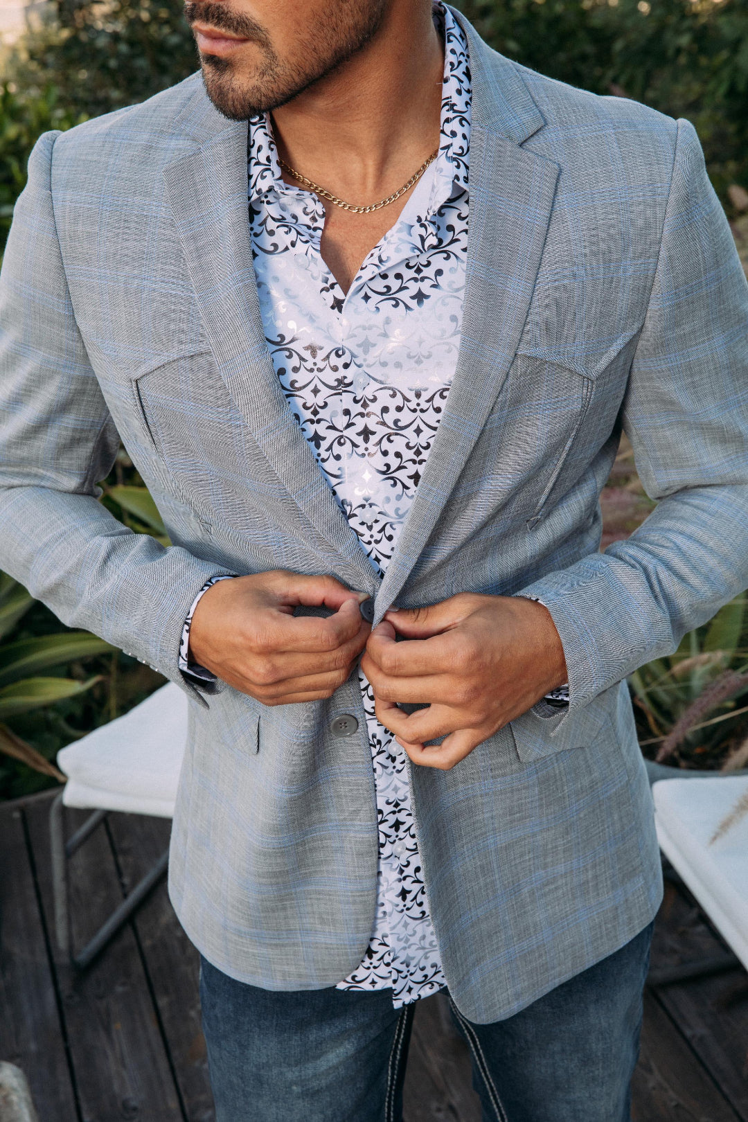 grey double button western blazer men platini lifestyle