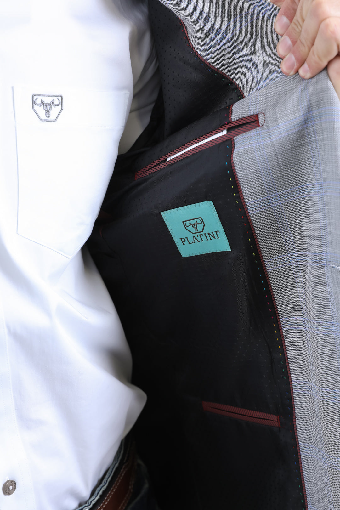 Men's Double Button Western Grey Blazer
