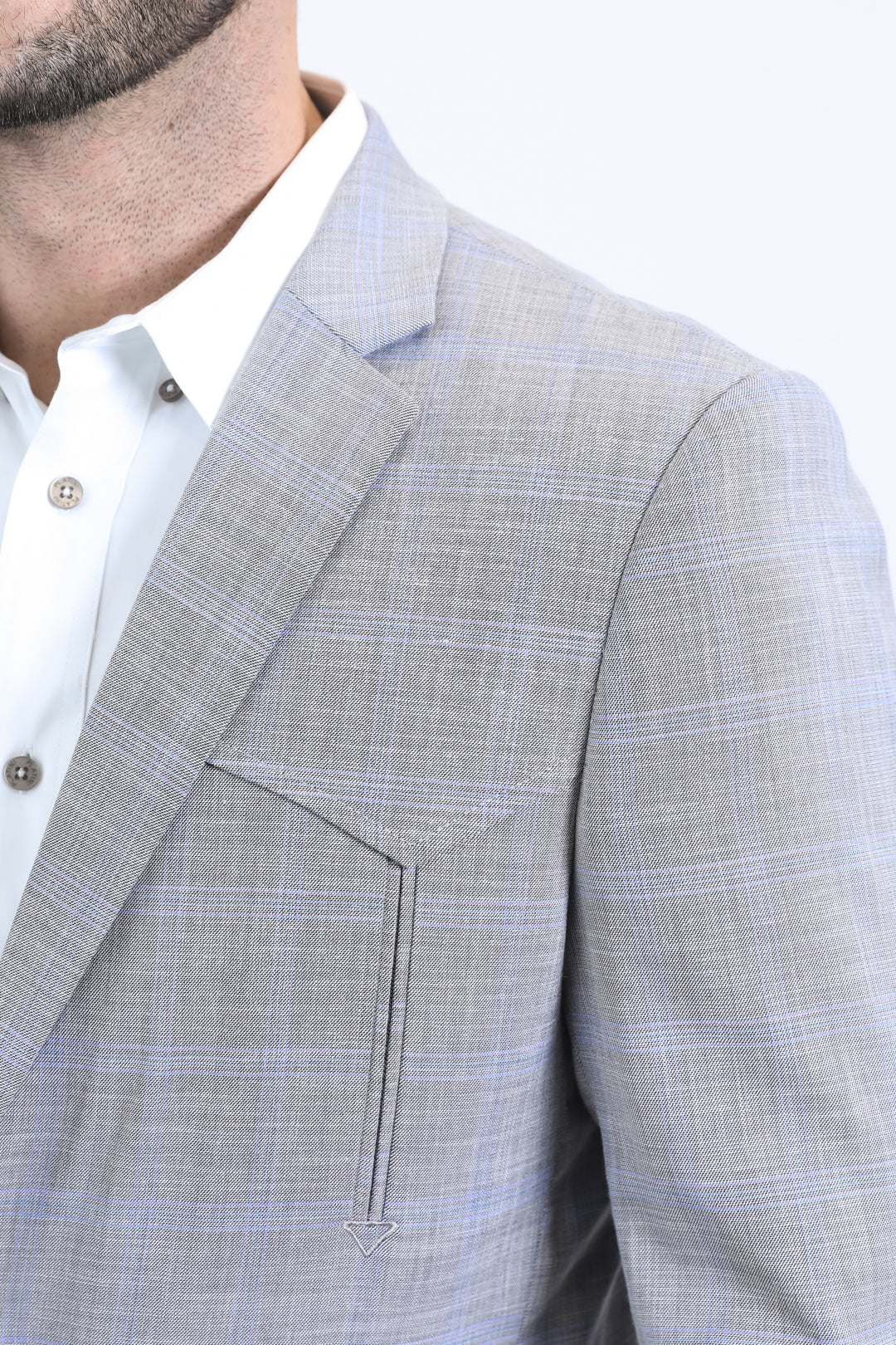 Men's Double Button Western Grey Blazer