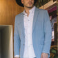 Men's Double Button Western Light Blue Blazer