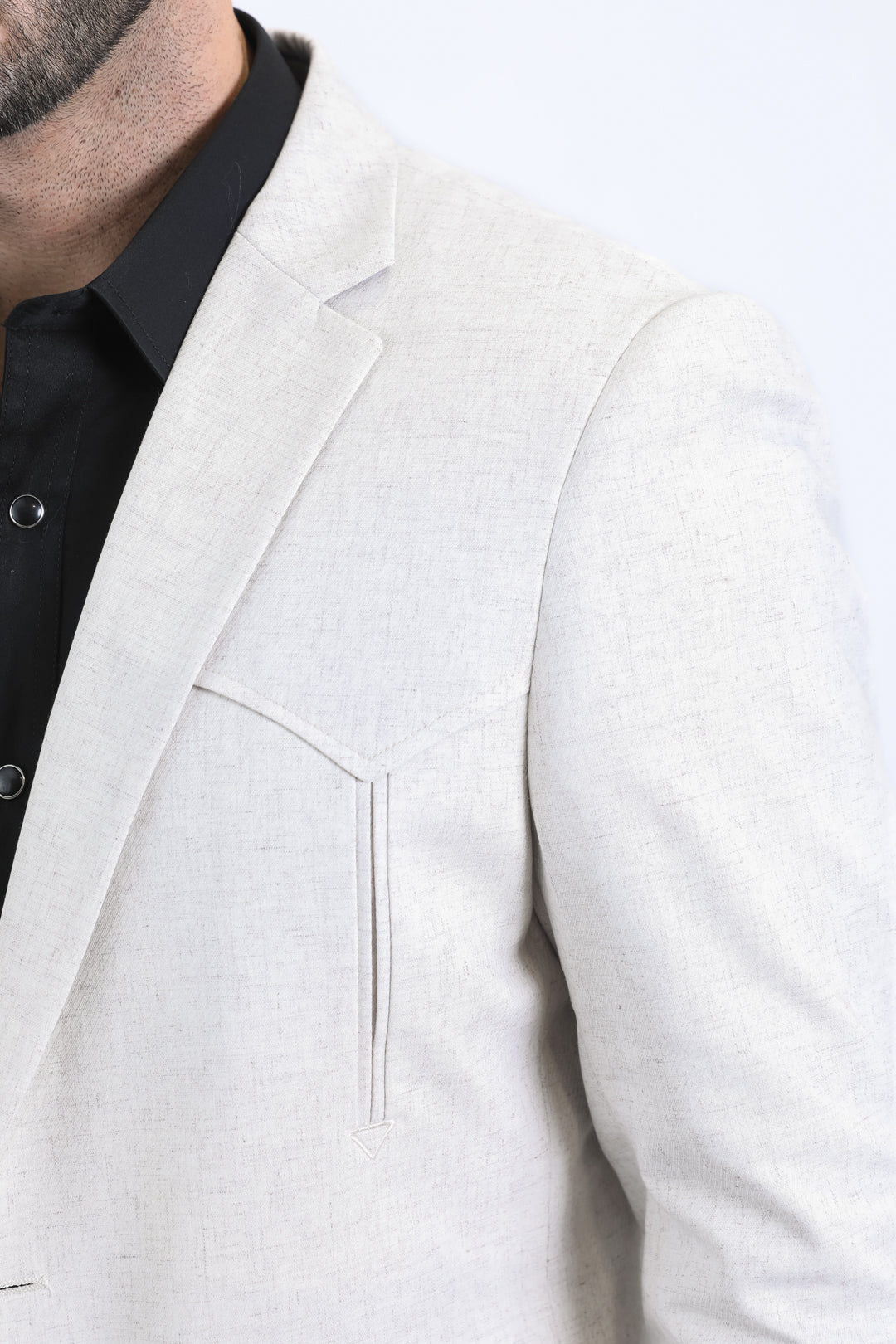 Men's Double Button Western Off-White Blazer