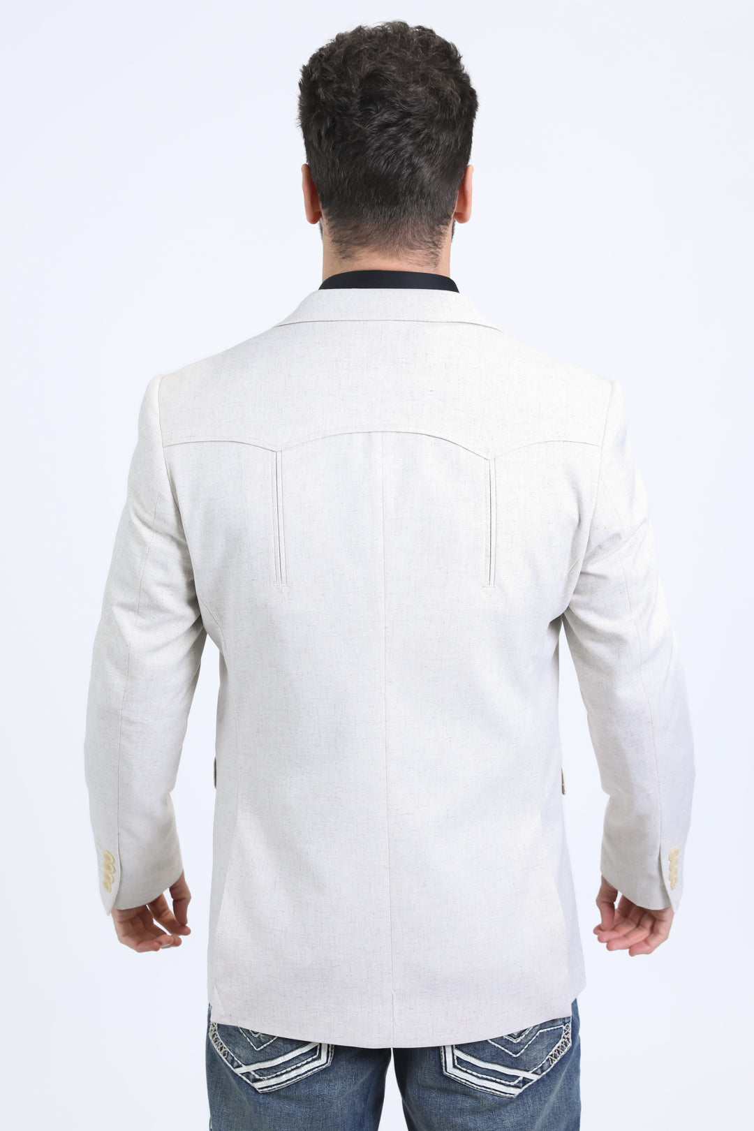 Men's Double Button Western Off-White Blazer