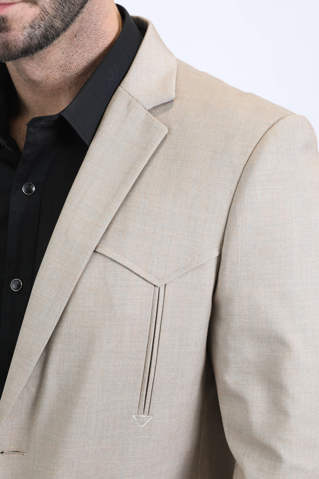 Men's Double Button Western Taupe Blazer